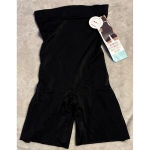 NEW Assets by Spanx Black Shaping High‎ Waisted Mid Thigh Shorts, Medium